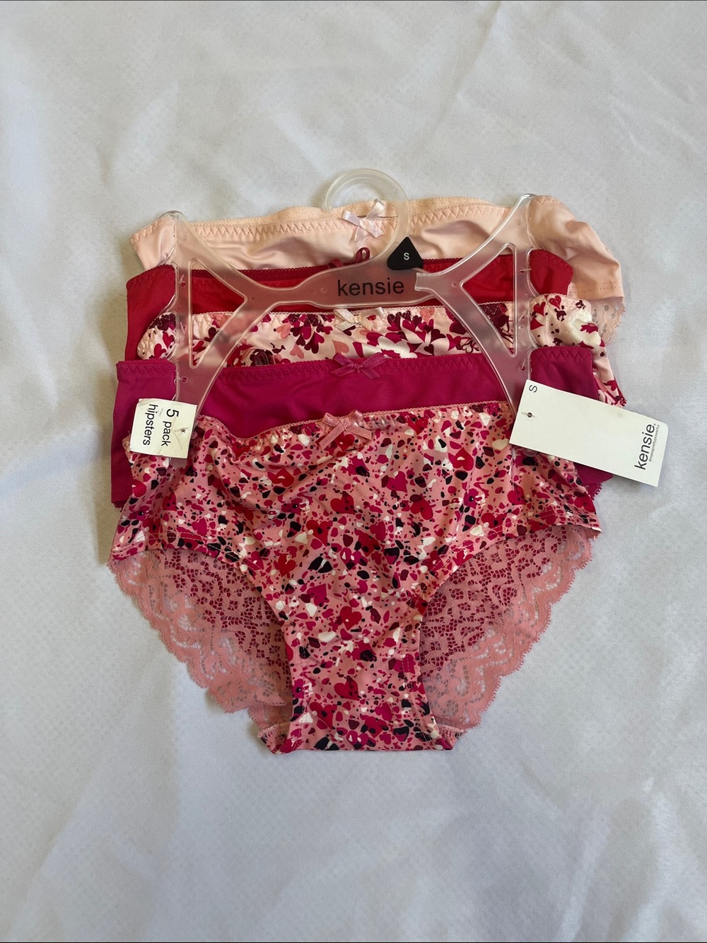 Kensie Girls 5-Pack Pink & Red Heart Print Bikini Underwear Set